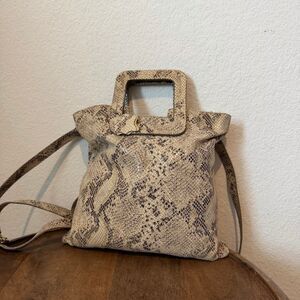 TMRW Studio Mateo Snakeskin Embossed Leather Fold-Over Clutch Purse Women's Bag